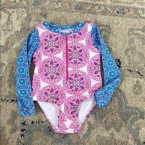 Pink and Blue Long Sleeve Swimsuit